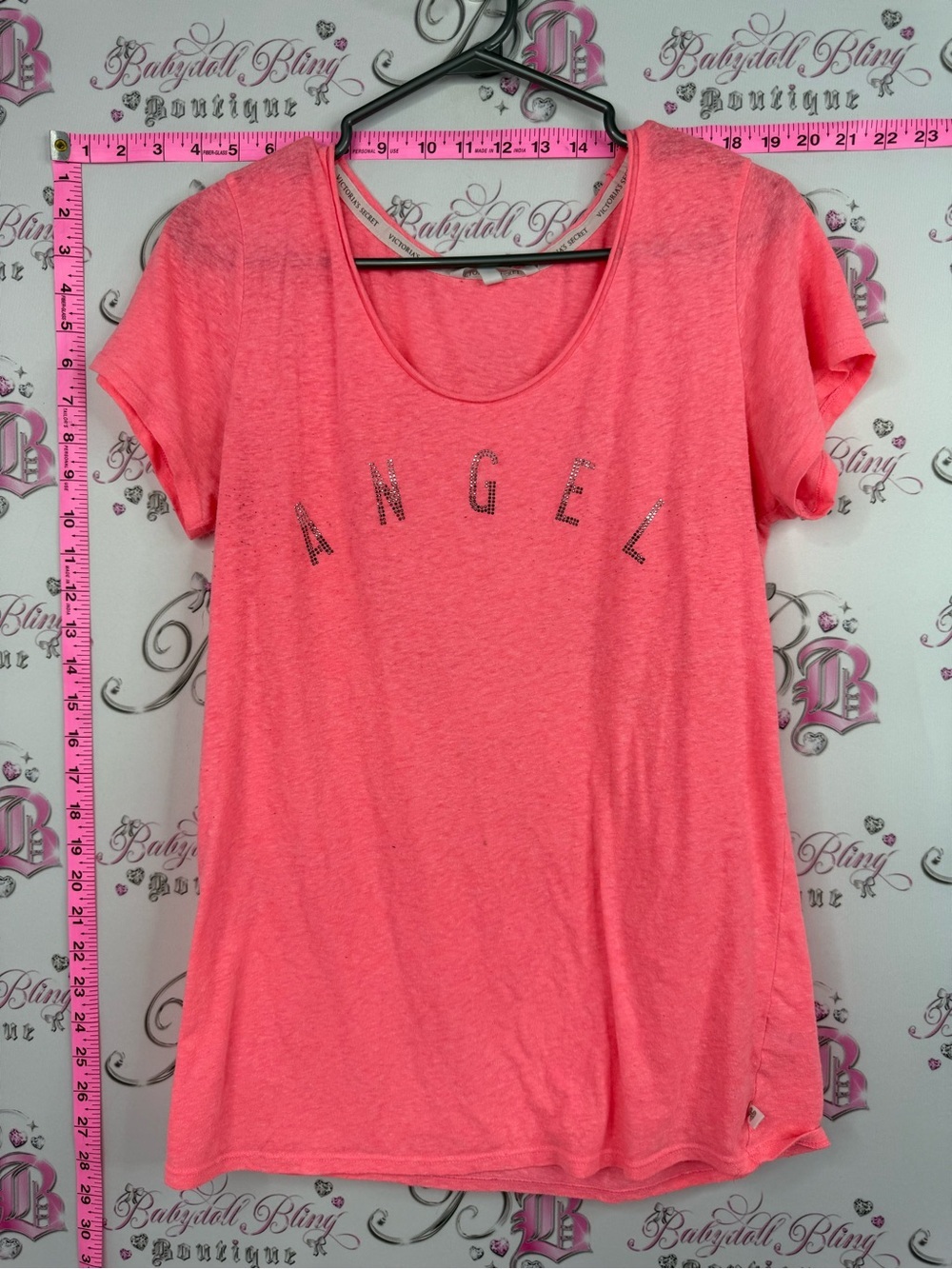 Victoria's Secret tshirt angel wings Neon Coral 'Angel' Short Sleeve Tee